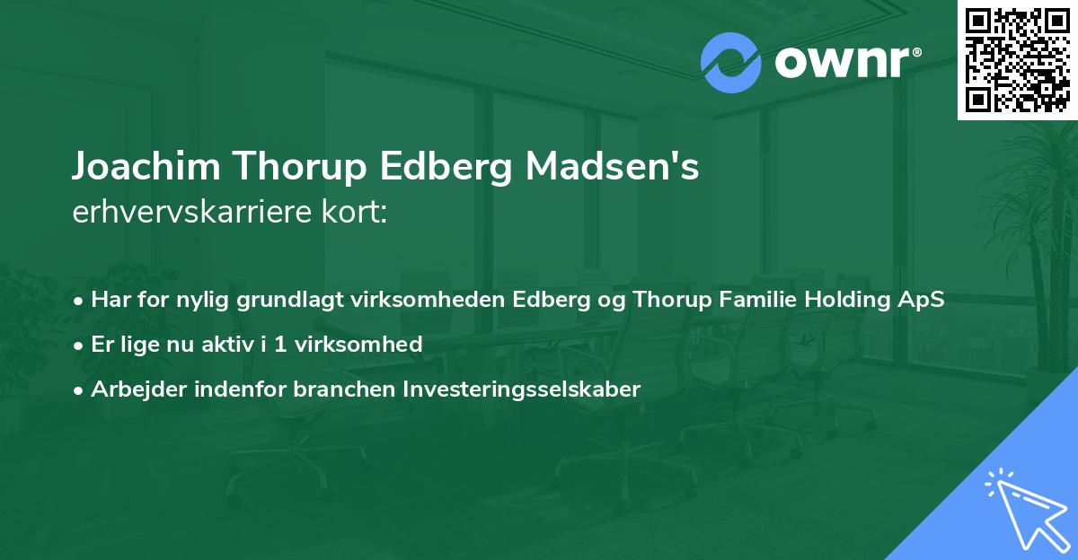 Joachim Thorup Edberg Madsen's erhvervskarriere kort