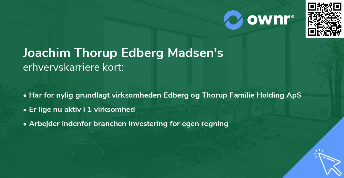 Joachim Thorup Edberg Madsen's erhvervskarriere kort