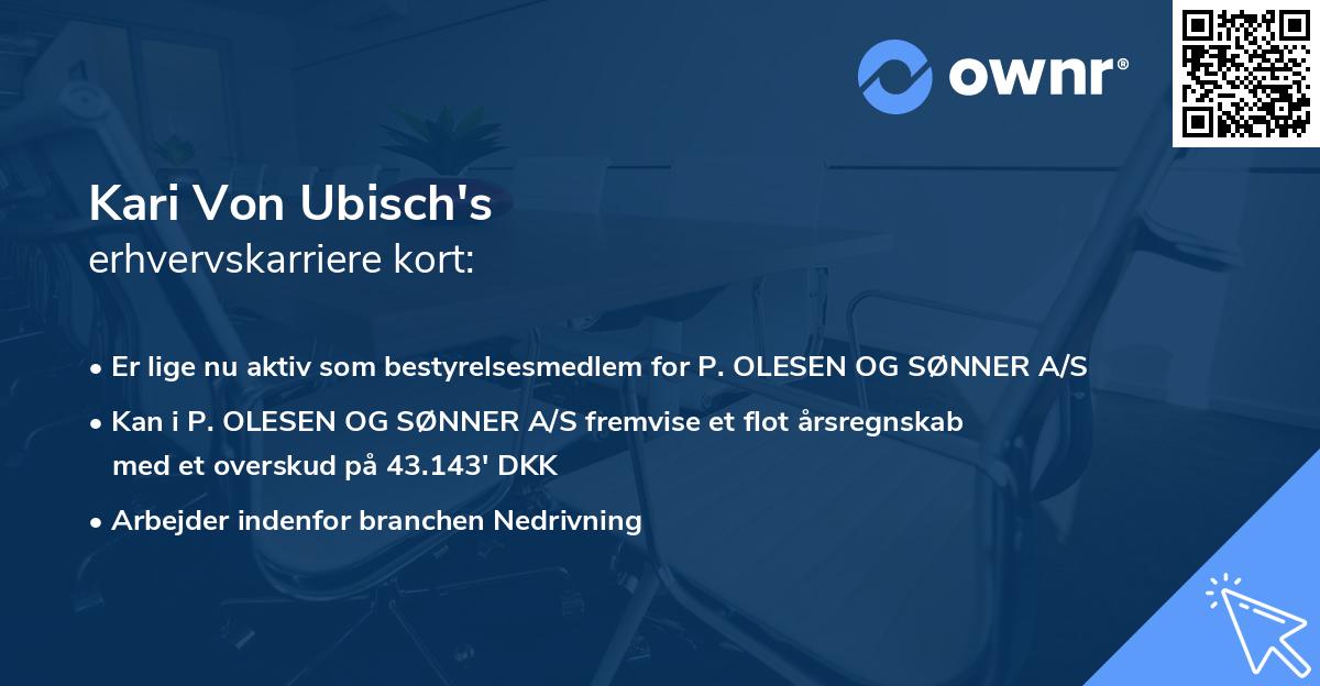 Kari Von Ubisch's erhvervskarriere kort