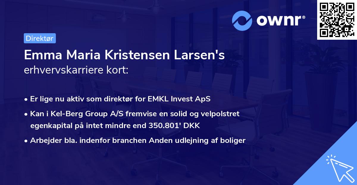 Emma Maria Kristensen Larsen's erhvervskarriere kort