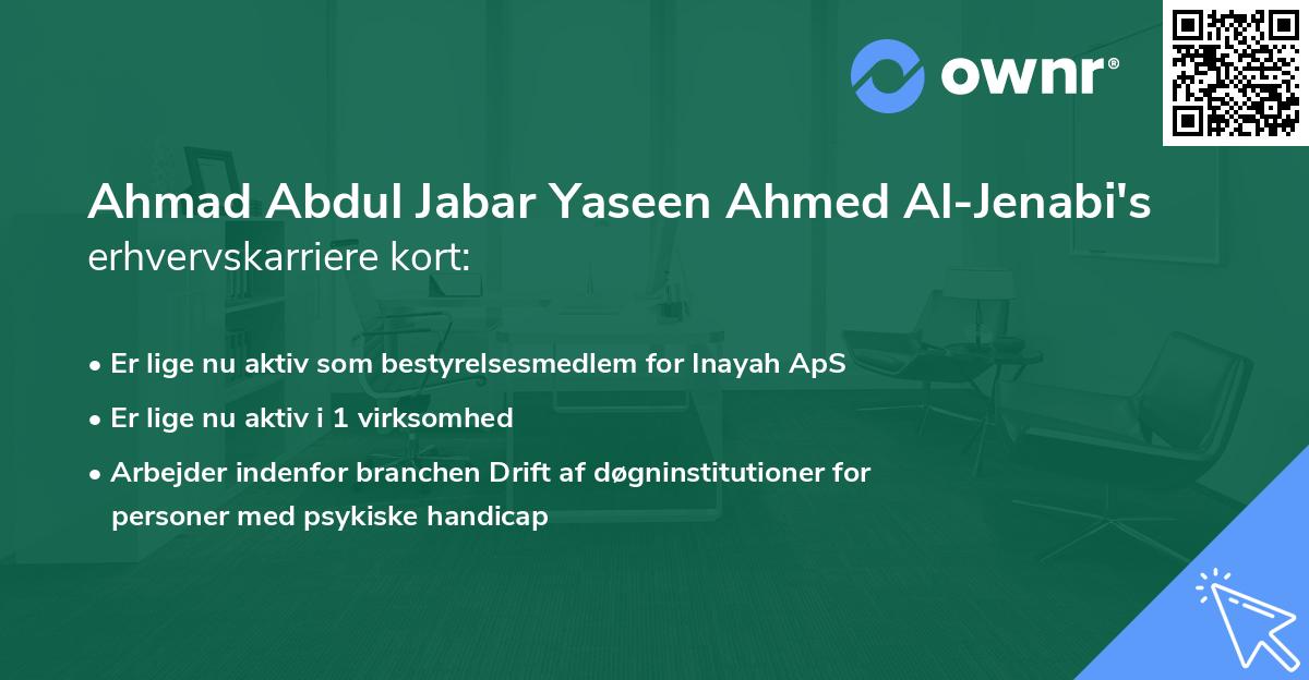 Ahmad Abdul Jabar Yaseen Ahmed Al-Jenabi's erhvervskarriere kort
