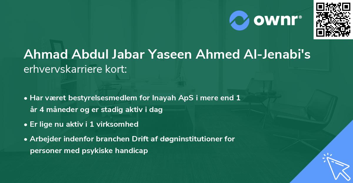 Ahmad Abdul Jabar Yaseen Ahmed Al-Jenabi's erhvervskarriere kort