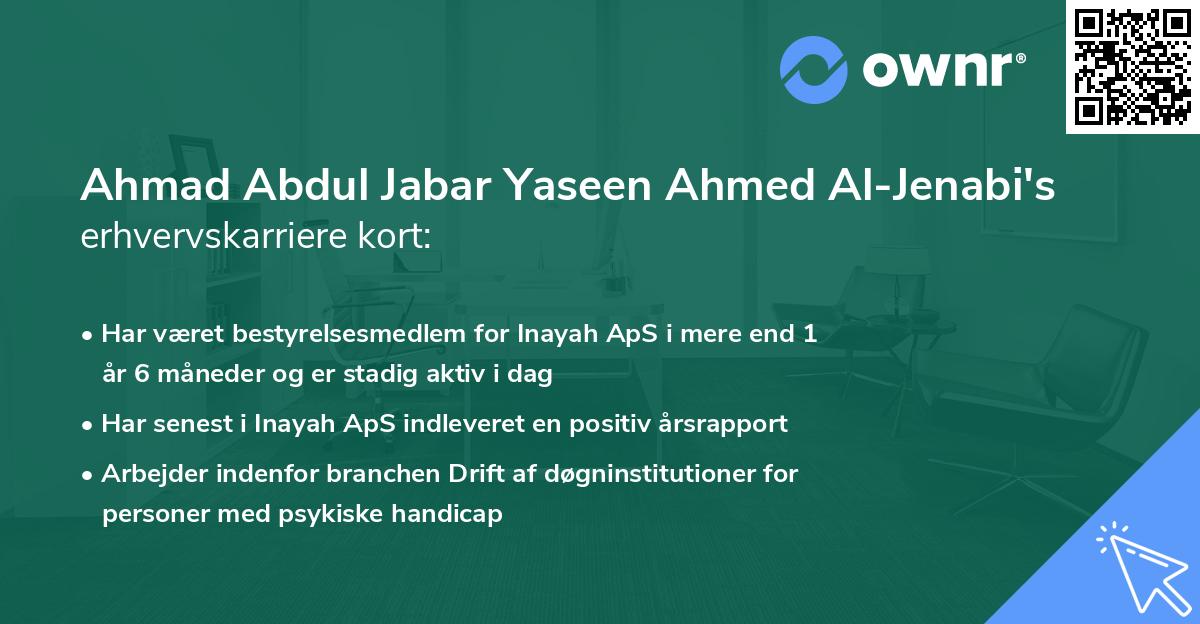 Ahmad Abdul Jabar Yaseen Ahmed Al-Jenabi's erhvervskarriere kort