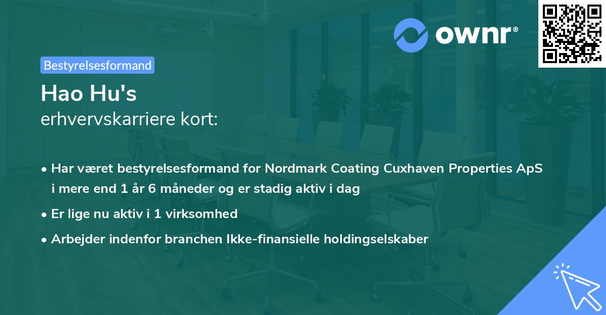 Hao Hu's erhvervskarriere kort