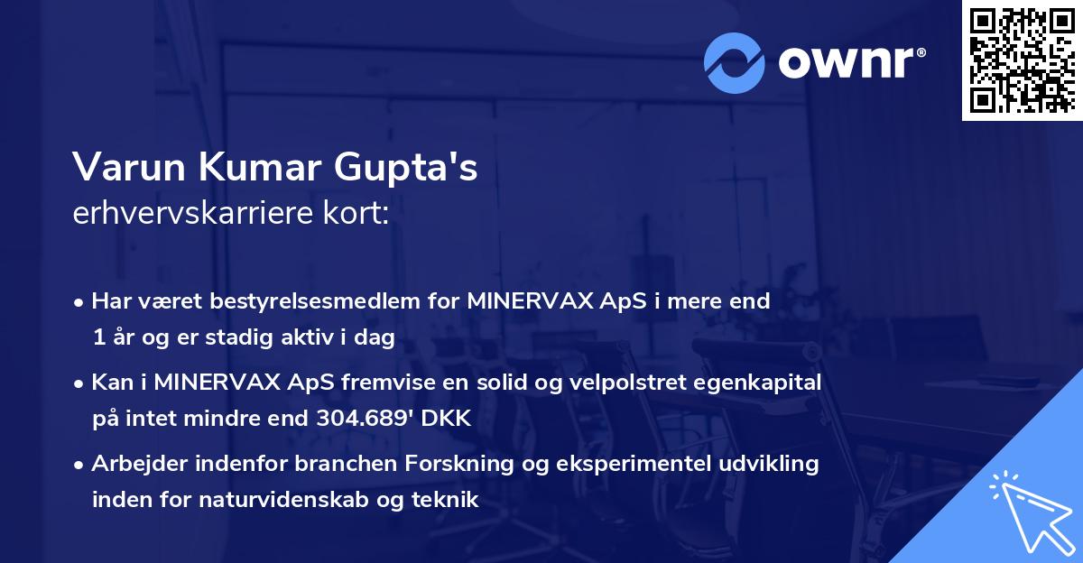 Varun Kumar Gupta's erhvervskarriere kort