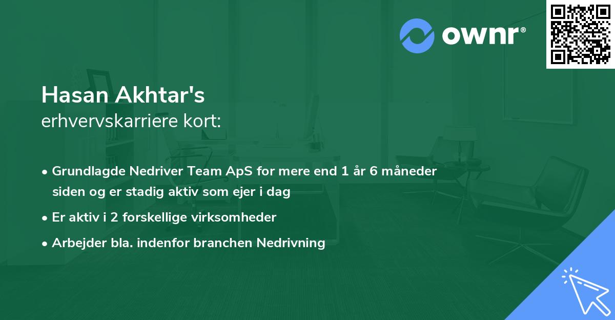 Hasan Akhtar's erhvervskarriere kort