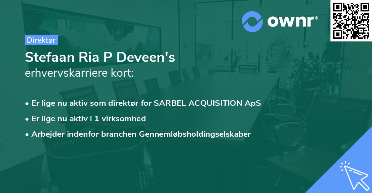 Stefaan Ria P Deveen's erhvervskarriere kort