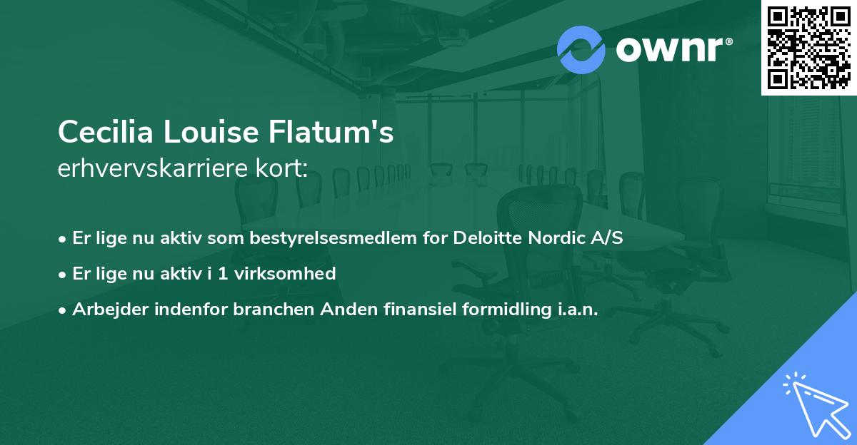 Cecilia Louise Flatum's erhvervskarriere kort