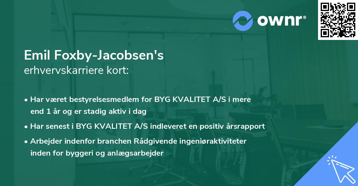 Emil Foxby-Jacobsen's erhvervskarriere kort