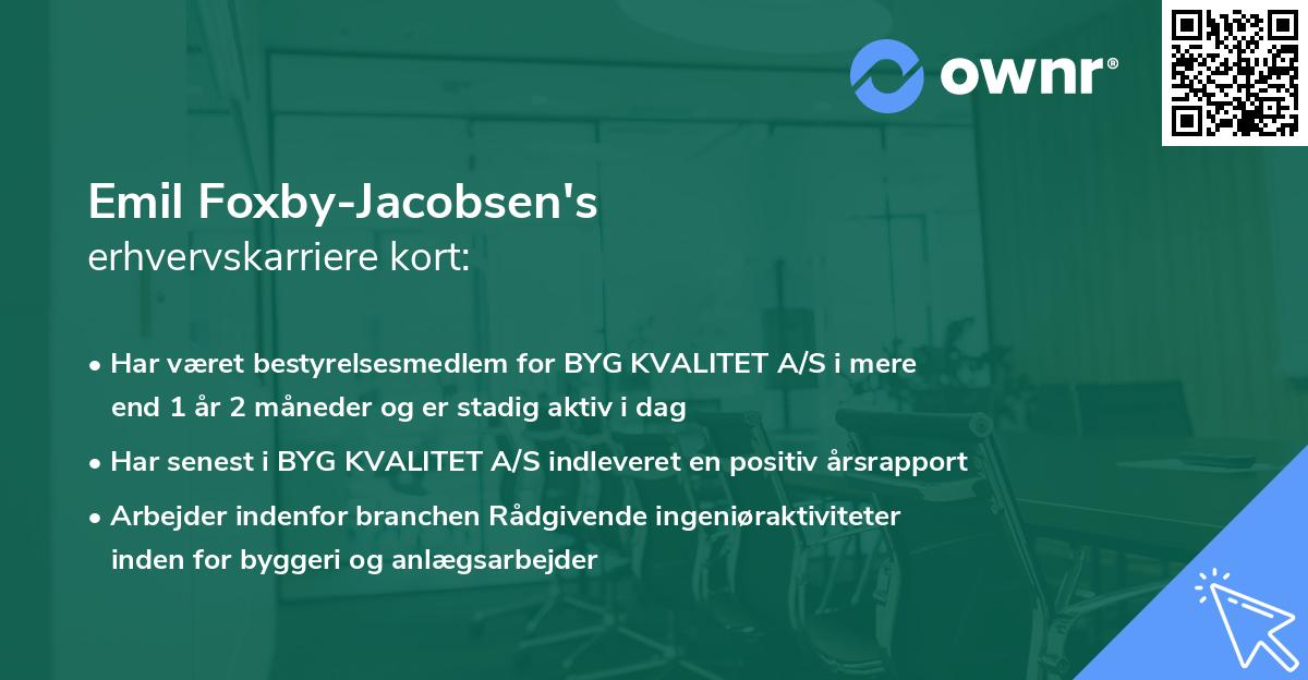 Emil Foxby-Jacobsen's erhvervskarriere kort