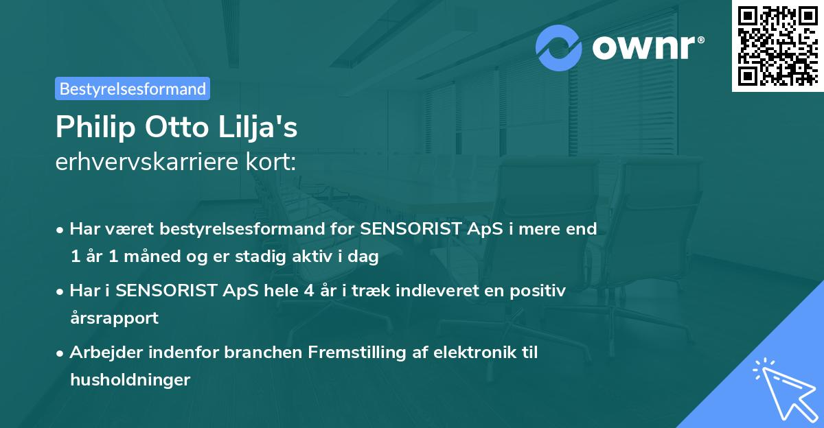 Philip Otto Lilja's erhvervskarriere kort