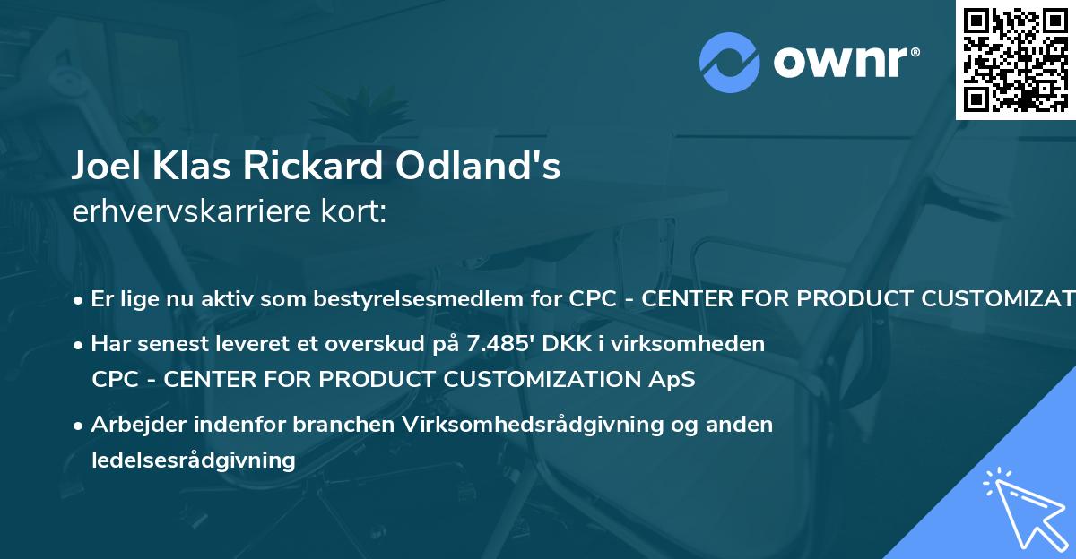Joel Klas Rickard Odland's erhvervskarriere kort