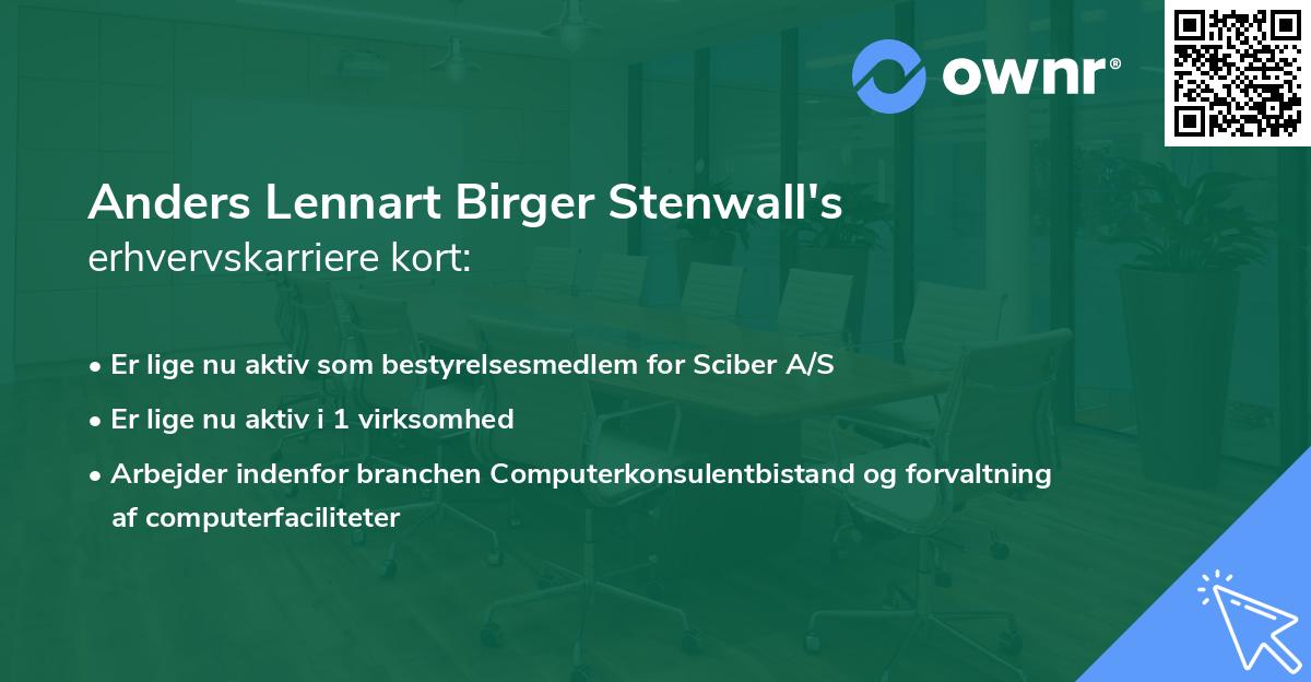 Anders Lennart Birger Stenwall's erhvervskarriere kort
