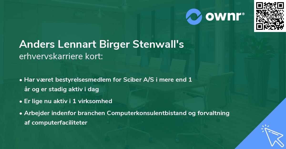Anders Lennart Birger Stenwall's erhvervskarriere kort