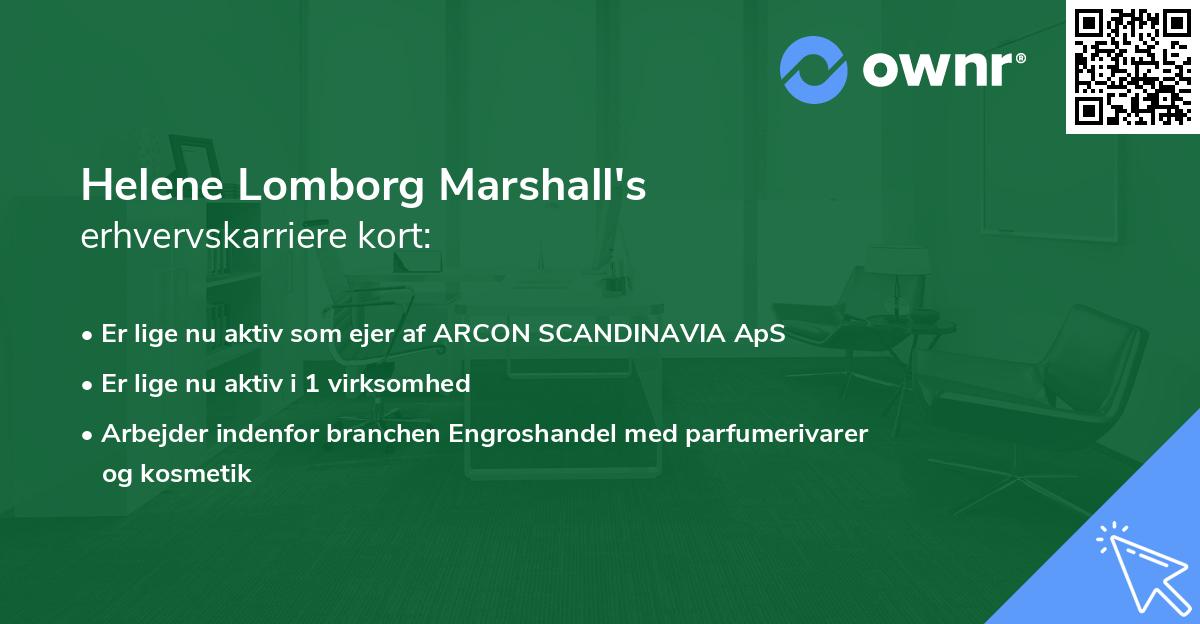 Helene Lomborg Marshall's erhvervskarriere kort