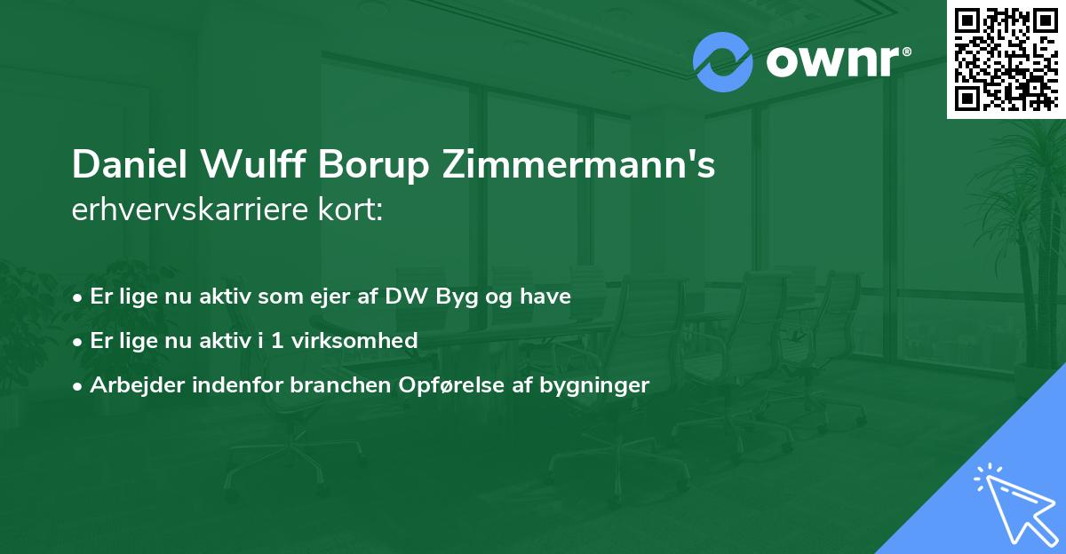 Daniel Wulff Borup Zimmermann's erhvervskarriere kort