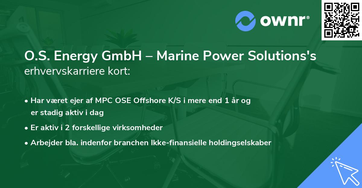 O.S. Energy GmbH – Marine Power Solutions's erhvervskarriere kort