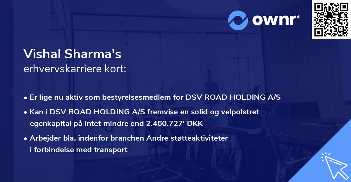 Vishal Sharma's erhvervskarriere kort