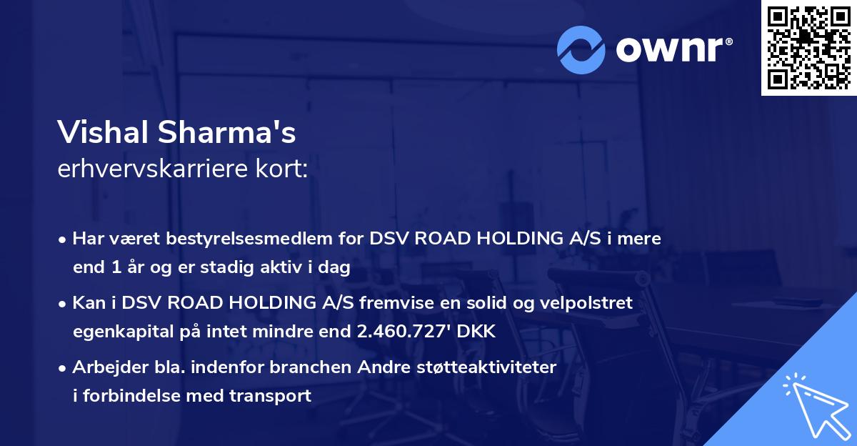 Vishal Sharma's erhvervskarriere kort