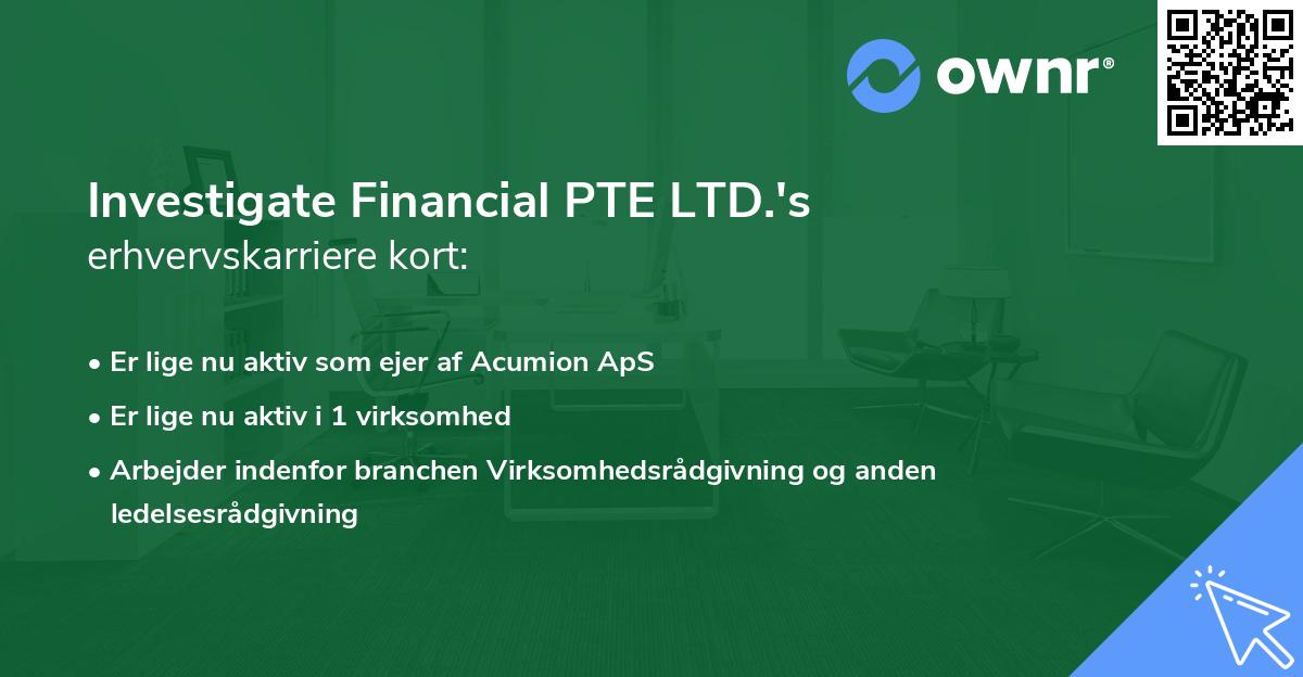 Investigate Financial PTE LTD.'s erhvervskarriere kort