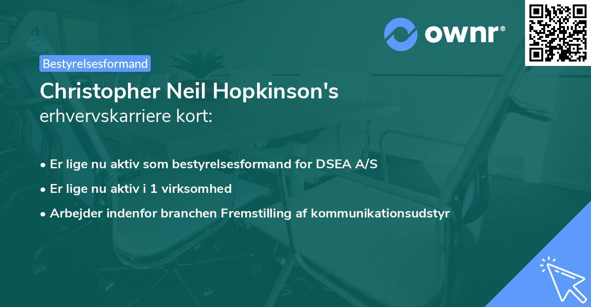 Christopher Neil Hopkinson's erhvervskarriere kort