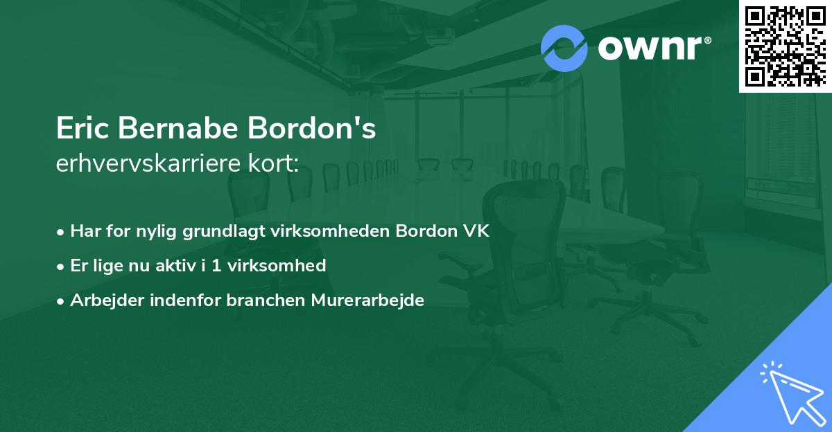 Eric Bernabe Bordon's erhvervskarriere kort