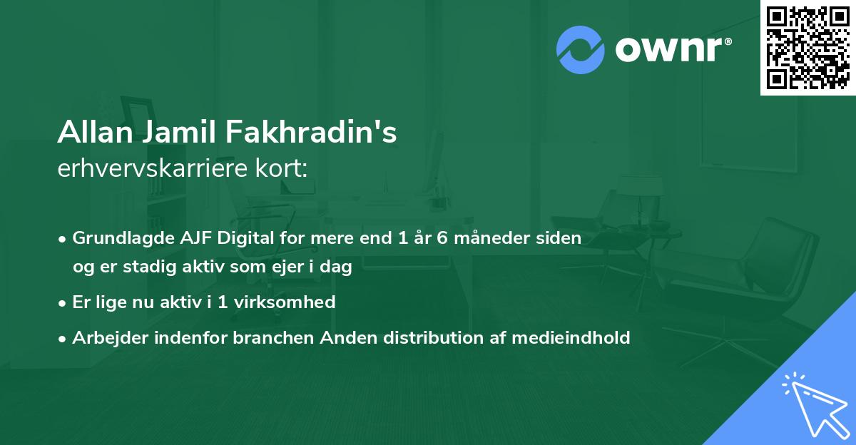 Allan Jamil Fakhradin's erhvervskarriere kort
