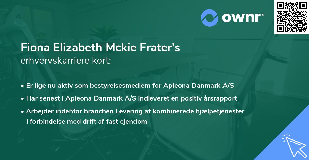 Fiona Elizabeth Mckie Frater's erhvervskarriere kort