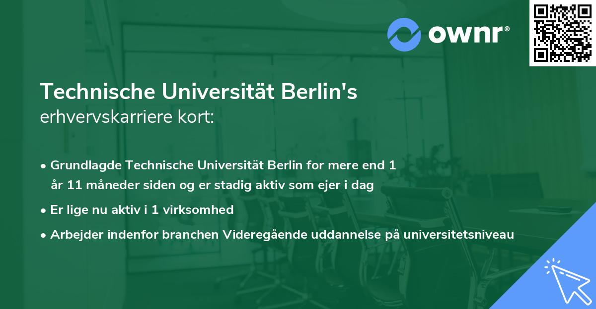 Technische Universität Berlin's erhvervskarriere kort