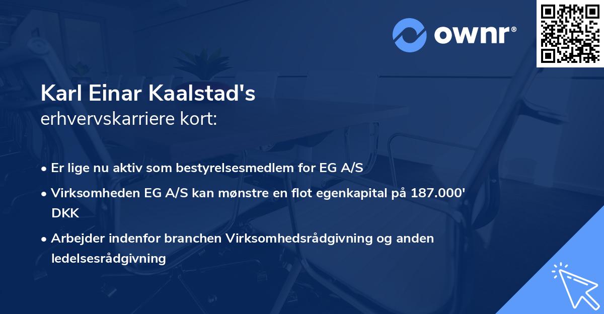 Karl Einar Kaalstad's erhvervskarriere kort