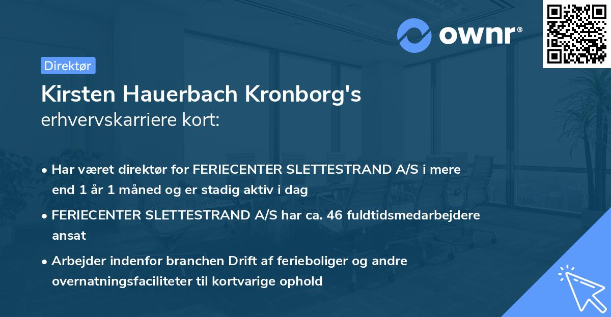Kirsten Hauerbach Kronborg's erhvervskarriere kort