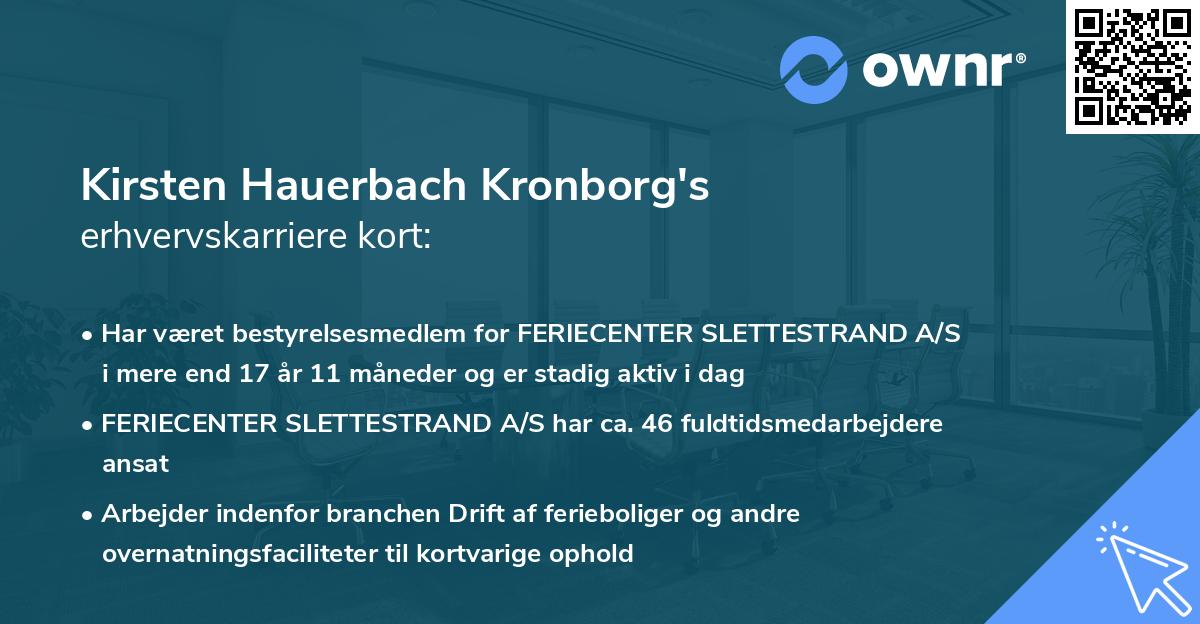 Kirsten Hauerbach Kronborg's erhvervskarriere kort