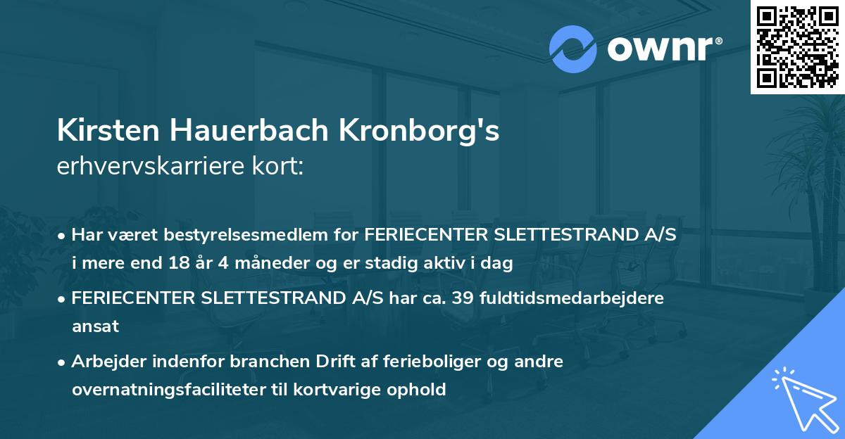 Kirsten Hauerbach Kronborg's erhvervskarriere kort