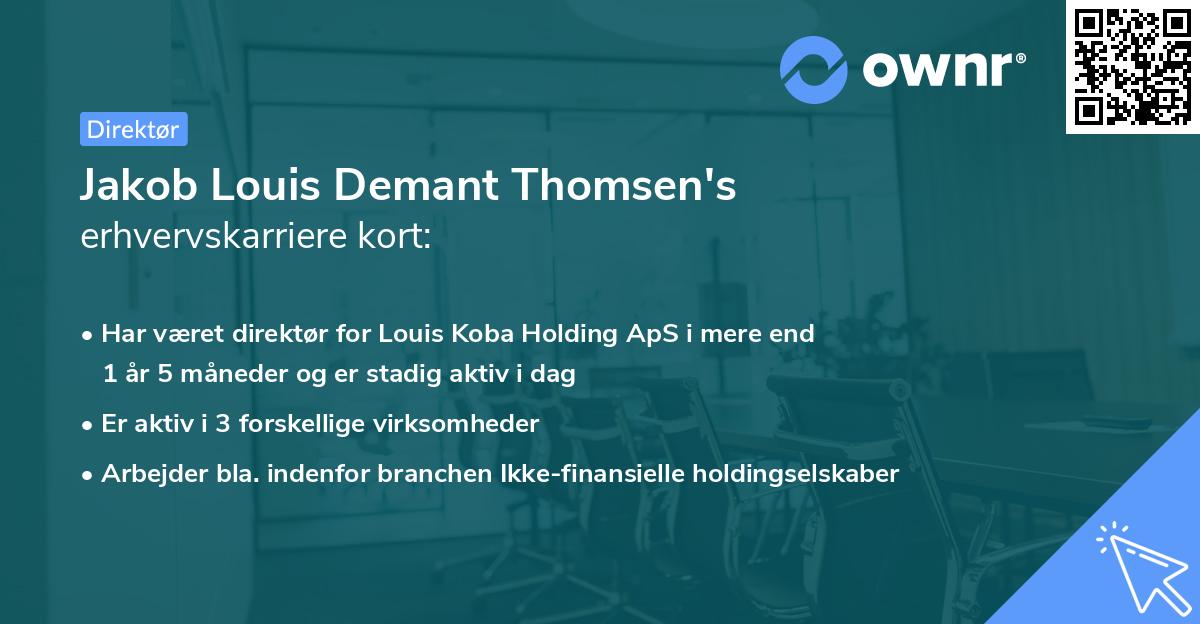 Jakob Louis Demant Thomsen's erhvervskarriere kort