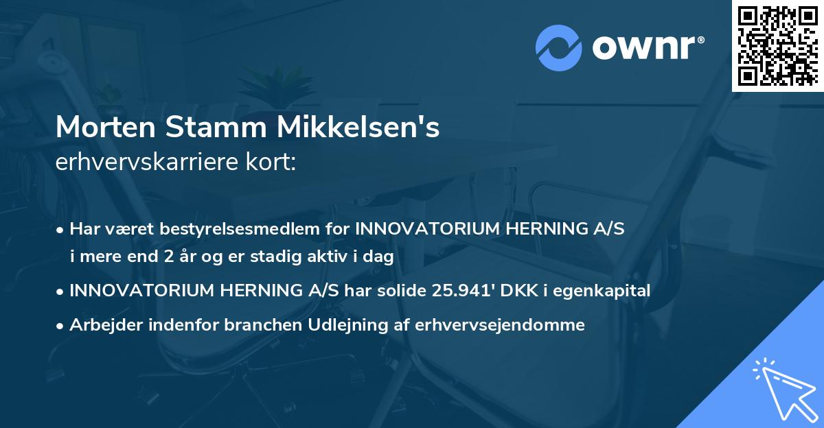 Morten Stamm Mikkelsen's erhvervskarriere kort
