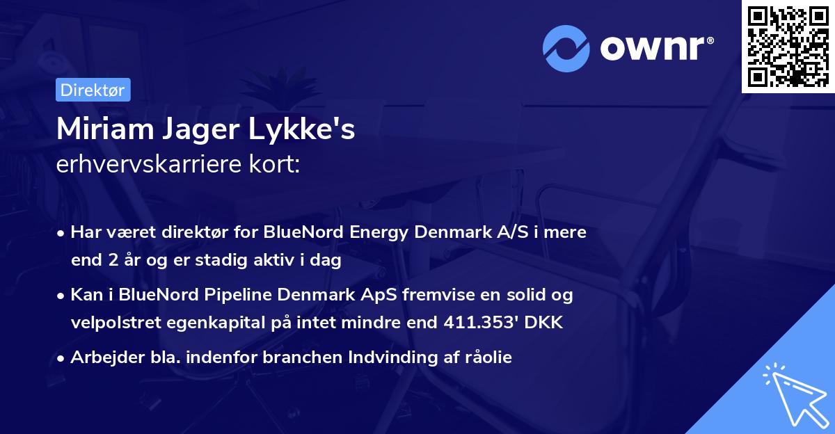 Miriam Jager Lykke's erhvervskarriere kort