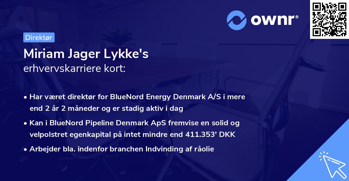 Miriam Jager Lykke's erhvervskarriere kort
