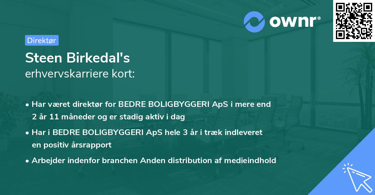 Steen Birkedal's erhvervskarriere kort