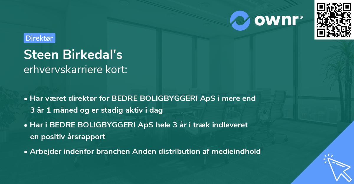 Steen Birkedal's erhvervskarriere kort