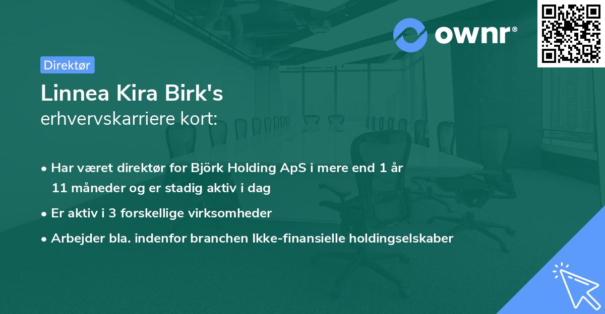 Linnea Kira Birk's erhvervskarriere kort