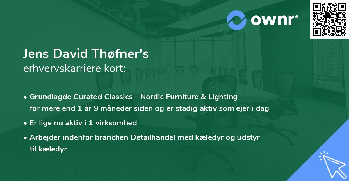 Jens David Thøfner's erhvervskarriere kort