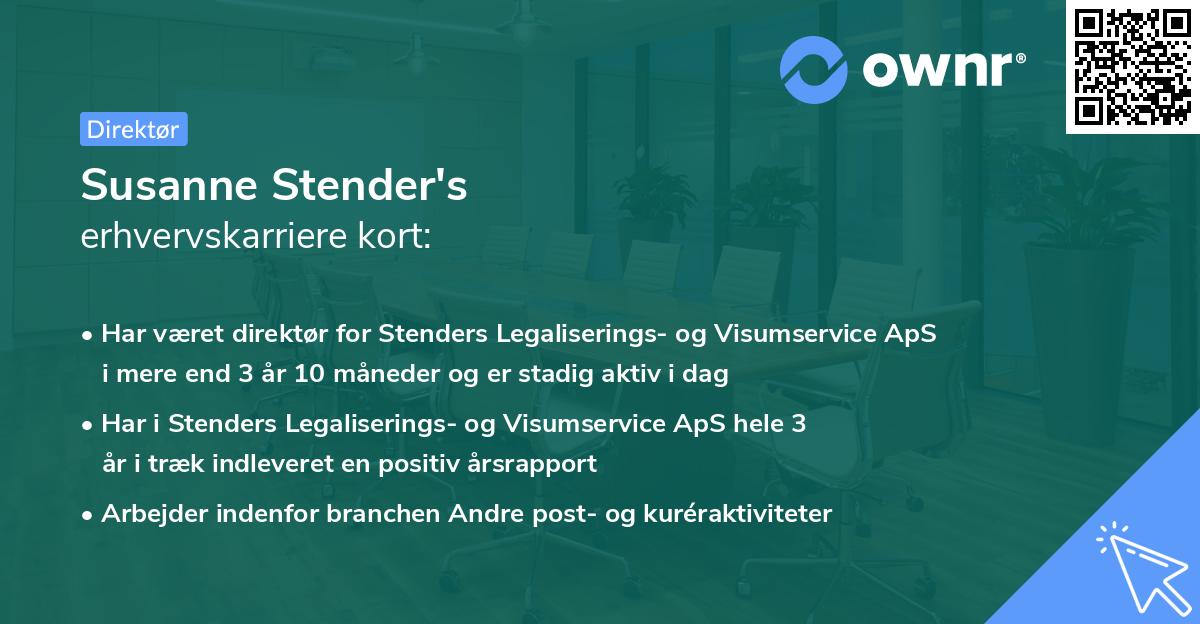 Susanne Stender's erhvervskarriere kort