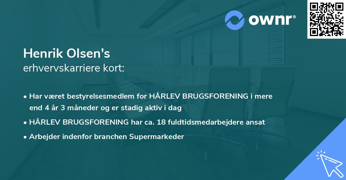 Henrik Olsen's erhvervskarriere kort