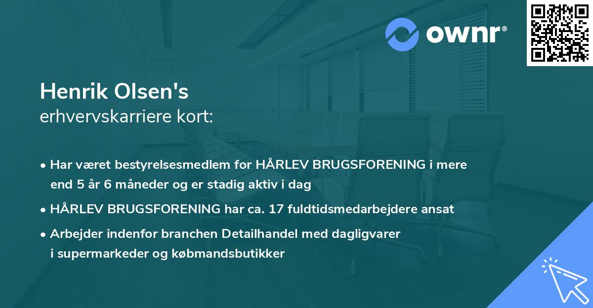 Henrik Olsen's erhvervskarriere kort