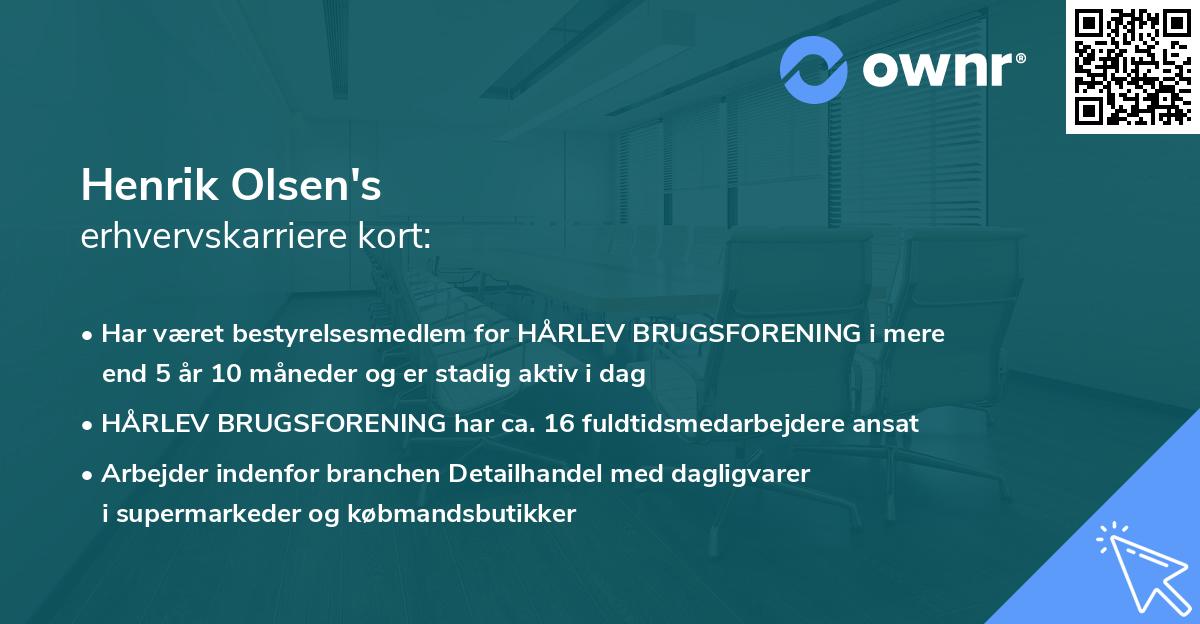 Henrik Olsen's erhvervskarriere kort