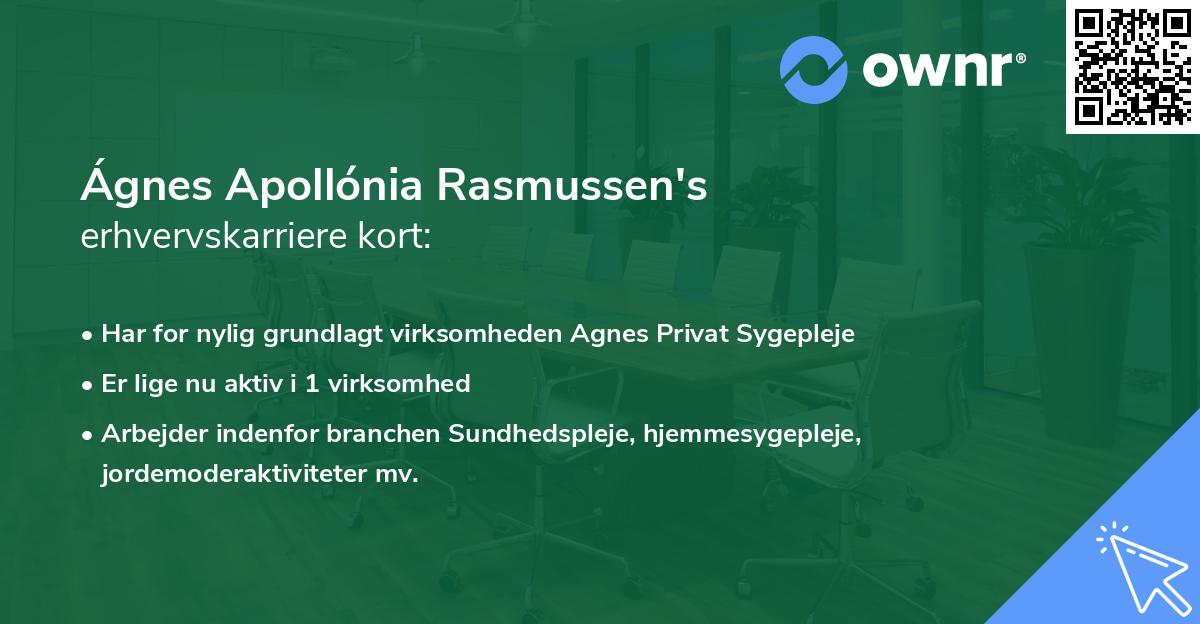 Ágnes Apollónia Rasmussen's erhvervskarriere kort