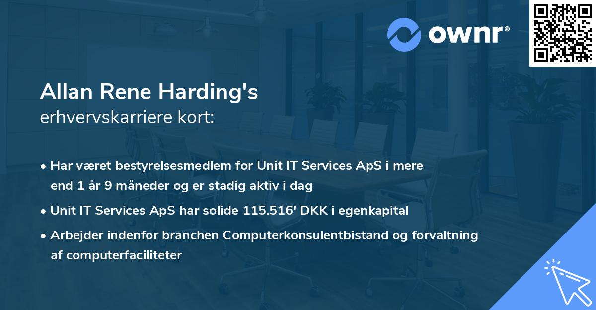 Allan Rene Harding's erhvervskarriere kort