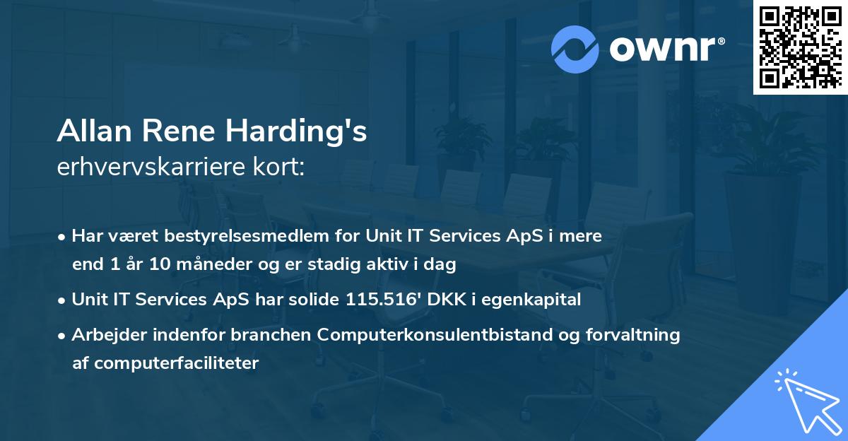 Allan Rene Harding's erhvervskarriere kort