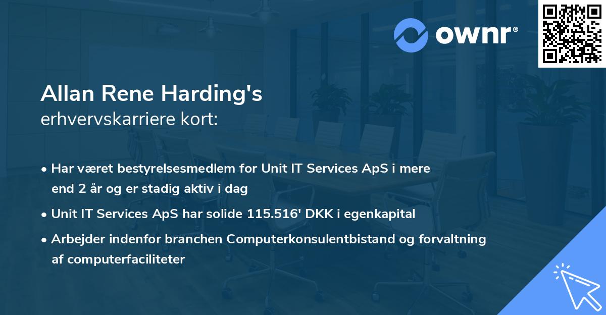 Allan Rene Harding's erhvervskarriere kort