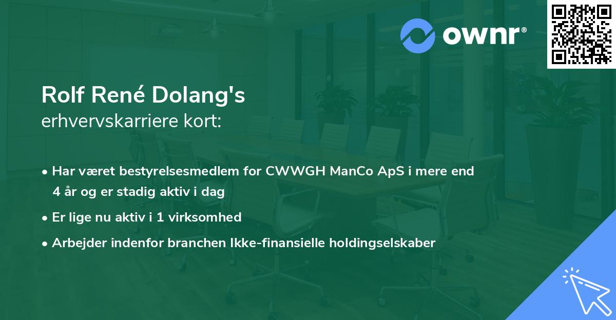 Rolf René Dolang's erhvervskarriere kort